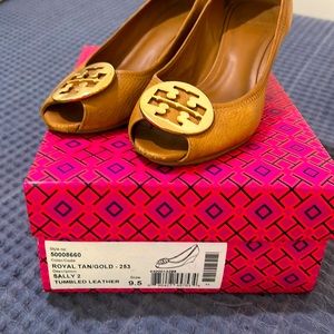 Tory Burch peep toe wedges
